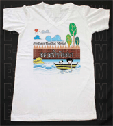 เสื้อยืดคอวีพร้อมสกรีนลายแหล่งท่องเที่ยว ลายตลาดน้ำอโยธยา